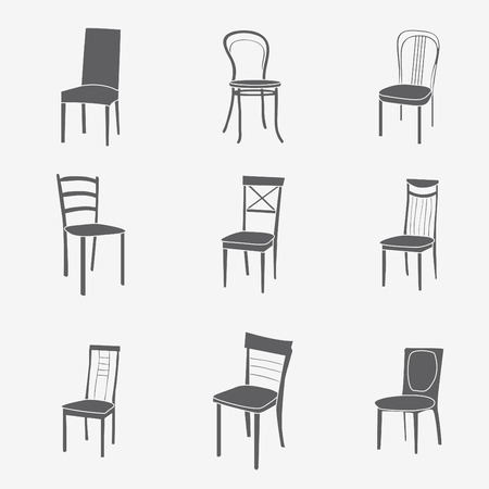 椅子アイコン設定側ビューのイラスト素材 ベクタ Image