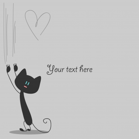 かわいい子猫の壁の傷を持つベクトル カードのイラスト素材 ベクタ Image