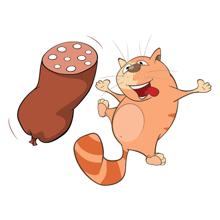 かわいい猫とソーセージの漫画のキャラクターのイラスト のイラスト素材 ベクタ Image かわいい猫とソーセージの漫画のキャラクターのイラスト のイラスト素材 ベクタ Image