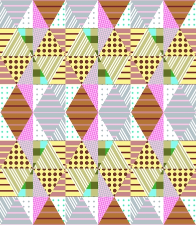 観賞用のシームレスなパッチワークのパターン 民族的背景 キルトのベクター イラストです 壁紙 テキスタイル ファブリック テクスチャ 包装紙に使用できます のイラスト素材 ベクタ Image