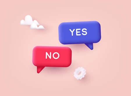 Yes or no. speech bubbles. 3d web vector illustrations. Фото со стока Yes or no. speech bubbles. 3d web vector illustrations. Фото со стока