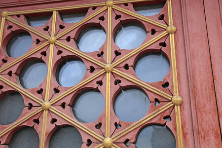 chinese traditional style wooden lattice windows closeup of stock