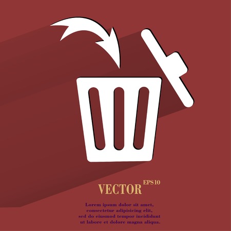 Trash bin flat modern web button with long shadow and space for your text Stock Photo