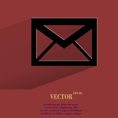 Mail envelope flat modern web button with long shadow and space for your text Stock Photo