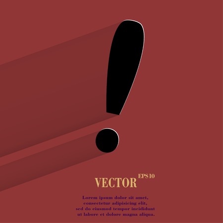 The exclamation point flat modern web button with long shadow and space for your text vector Stock Photo