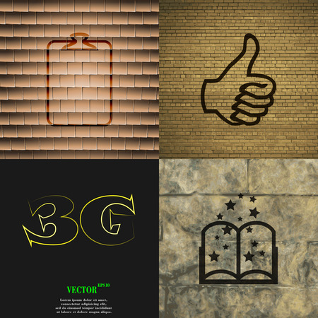Set of abstract backgrounds with different web icons