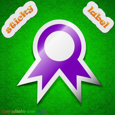 Award prize for winner icon sign symbol chic colored sticky label on green background vector illustration Stock Photo