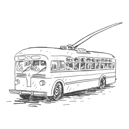 描画 ドライバー 電気 エンジン 50 市ヨーロッパ フリーハンド 歴史 イラスト ライン モノクロ モーター 古い 概要旅客鉛筆 公共レトロ道スケッチ通りストローク 町交通 旅行旅行トロリー トロリーバス ユニークな Urbaの イラスト素材 ベクタ Image