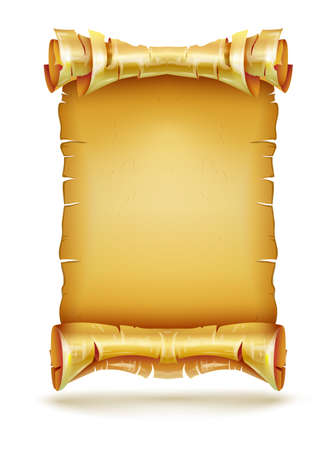 Anicent 羊皮紙古文書巻物スクロール Copyspace を持つドキュメントのスクリプトです 空白のビンテージ バナー テンプレート 卒業証書 契約書 白い背景で隔離の Sertificate 図 のイラスト素材 ベクタ Image