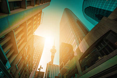 Tv Tower And Commercial Building In Auckland, New Zealand