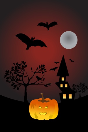 Moonlight lanterns: Một chủ đề halloween minh họa với một quả bí ngô.