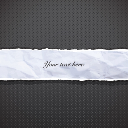 Black surface with dots behind a torn piece of paper vector design Stock Photo