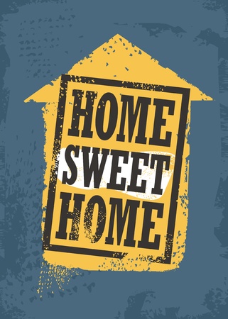 家の形と人気のある引用ホーム甘いホーム スタンプ ポスター デザインのイラスト素材 ベクタ Image