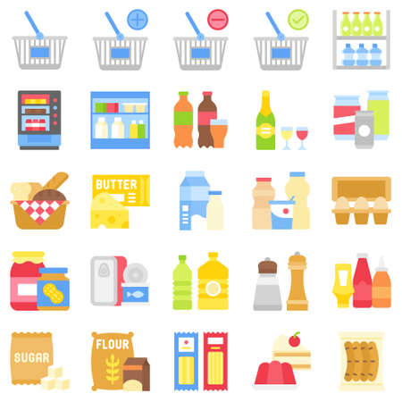 Convenience store icon set, Super market and shopping mall