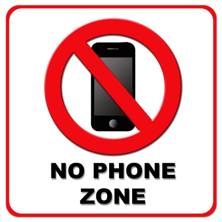 no cell phone sign black and white