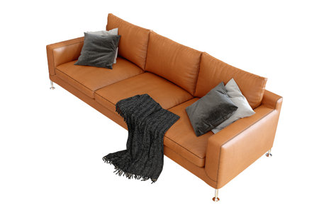 Tan Leather Sofa With White Background