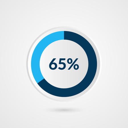 65 は青灰色と白の円グラフです 割合ベクター インフォ グラフィック 円図のビジネス のイラスト素材 ベクタ Image