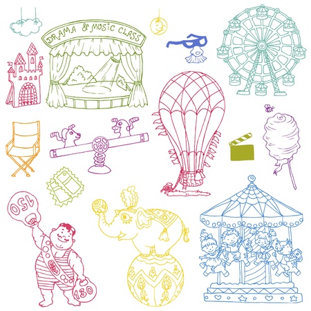 サーカス 手描きセットのイラスト素材 ベクタ Image 1339