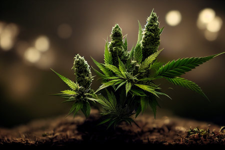Flower bud of cannabis satival in the greenhouse, marijuana flower bud background, herbal medicine Banco de Imagens