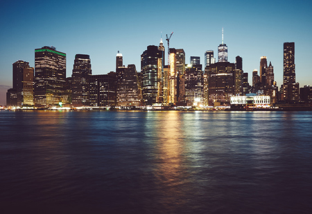 Manhattan at blue hour color toned picture new york city usa Stock Photo
