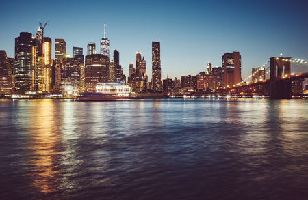 Manhattan at blue hour color toned picture new york city usa