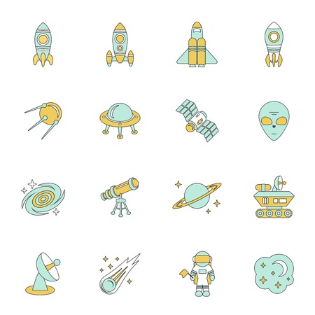 月星の惑星や宇宙ステーションのイラストのスペース ラインのアイコンを設定します のイラスト素材 ベクタ Image 月星の惑星や宇宙ステーションのイラストのスペース ラインのアイコンを設定します のイラスト素材 ベクタ Image