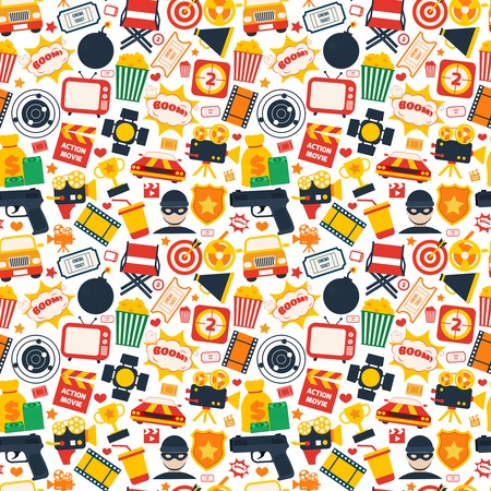 アクション映画フィルム映画専門の生産のシームレスなパターン ベクトル イラスト のイラスト素材 ベクタ Image