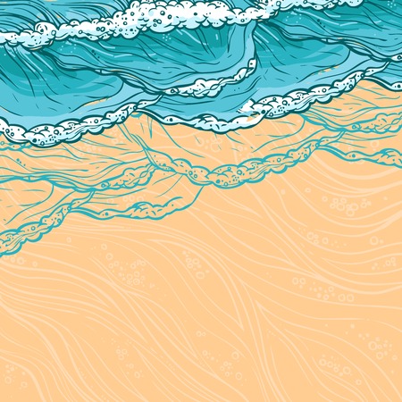 水が流れる波スケッチ色の背景ベクトル イラスト海海と砂浜