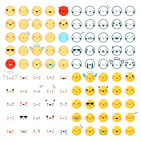 flat design big set of one hundred funny colorful and black emoticons in different styles isolated - Different Styles Of Design flat design big set of one hundred funny colorful and black emoticons in different styles isolated - Different Styles Of Design