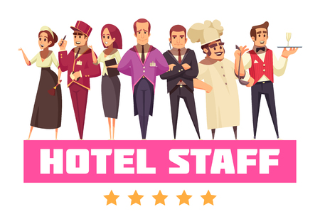 Hotel Background Composition With Set Of Cartoon Style Flat Human  Characters With Hotel Workers And Text Vector Illustration Royalty Free  SVG, Cliparts, Vectors, And Stock Illustration. Image 112061001.