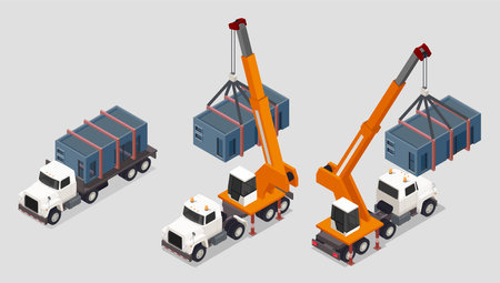 Box tank loading set illustration