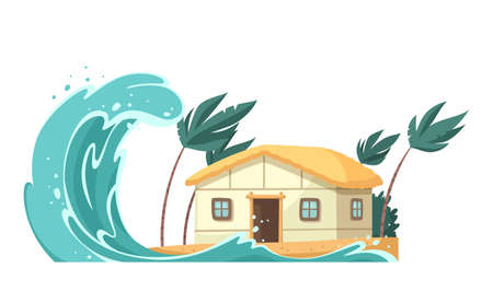 house hit by blue wave in storm clip art preview
