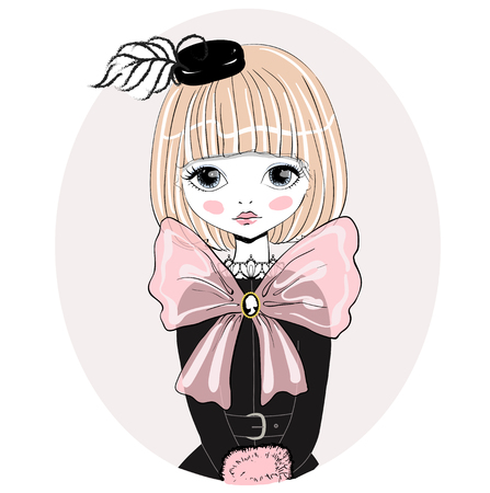 かわいい女の子のイラスト スケッチ スタイルを落書き ファッション イラスト 単語 Moi の翻訳です のイラスト素材 ベクタ Image かわいい女の子のイラスト スケッチ スタイルを落書き ファッション イラスト 単語 Moi の翻訳です のイラスト素材 ベクタ Image