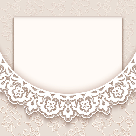 elegant greeting card with lace decoration vintage wedding invitation or announcement template illustration - Invitation Card Stock elegant greeting card with lace decoration vintage wedding invitation or announcement template illustration - Invitation Card Stock