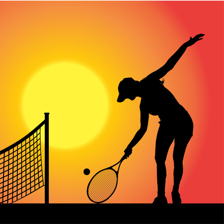 夕暮れ時テニスを果たしている女性のベクトル シルエット のイラスト素材 ベクタ Image 夕暮れ時テニスを果たしている女性のベクトル シルエット のイラスト素材 ベクタ Image