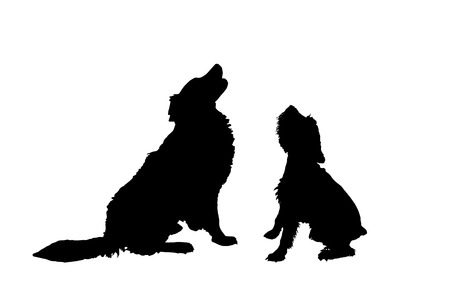 犬は横向きに立っています 黒いシルエットが分離されました ベクトル図のイラスト素材 ベクタ Image