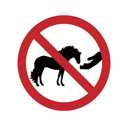 Do not feed the horse ban mark on a white background. Stock Photo