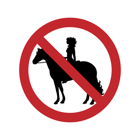 The ban on horseback riding on white background.
