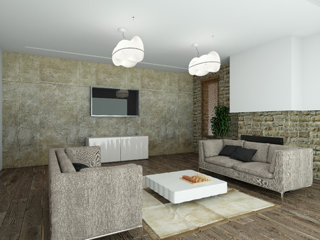 Modernes Interieur Aus Einem Wohnzimmer 3D-Rendering Lizenzfreie ... Modernes Interieur Aus Einem Wohnzimmer 3D-Rendering Lizenzfreie ...