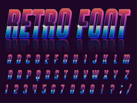 古いスタイルの色 明るいフォント ベクトル ヴィンテージアルファベットスタイル80 S 90sレトロなポスター 色のグラデーション のイラスト素材 ベクタ Image