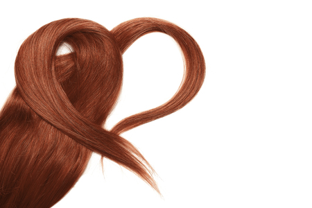 Henna hair in shape of heart, isolated on white background