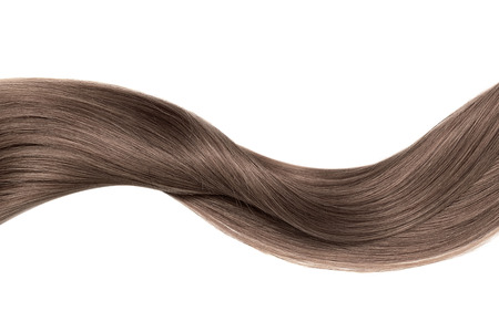 Brown shiny hair wave, isolated over white Banco de Imagens