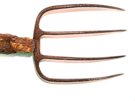Iron pitchfork with wooden handle hand tools.