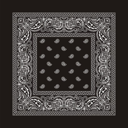 банда: Black bandana with white ornaments This is the second of the 2 classic types of bandanas Both types are available in my portfolio in different color variations No transparency and gradients used in the vector file
