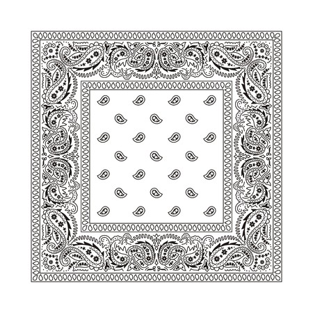 банда: White bandana with black ornaments This is the second of the 2 classic types of bandanas Иллюстрация