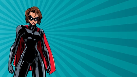 Ilustração de uma poderosa super-heroína em abstrato. Banco de Imagens