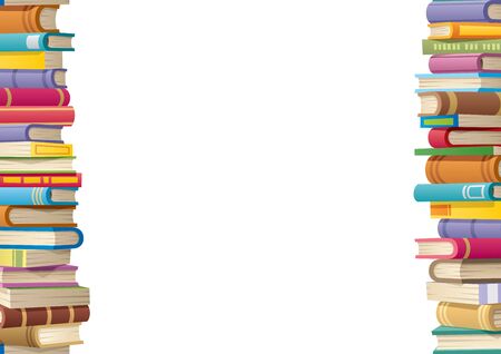 Book stacks making 2 side borders to frame an empty copy space for your text. The stacks are seamless looping pattern which can go up and down.