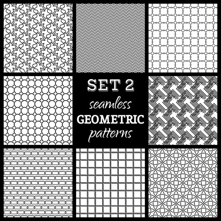 1 を設定します シームレスな幾何学模様 様々 な黒と白の無限の背景 のイラスト素材 ベクタ Image