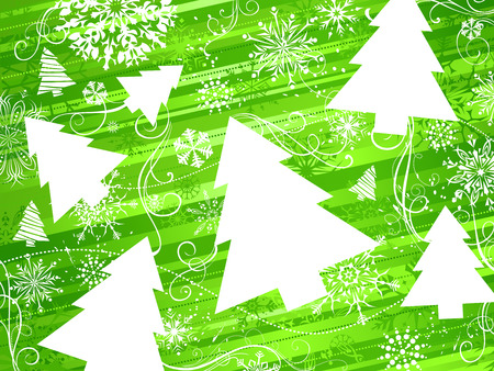 Green Christmas Background Bright With Trees And Snowflakes There Is Place For Green Christmas Background Bright With Trees And Snowflakes There Is Place For