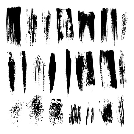 set of grunge dry brush line flourish stroke collection of